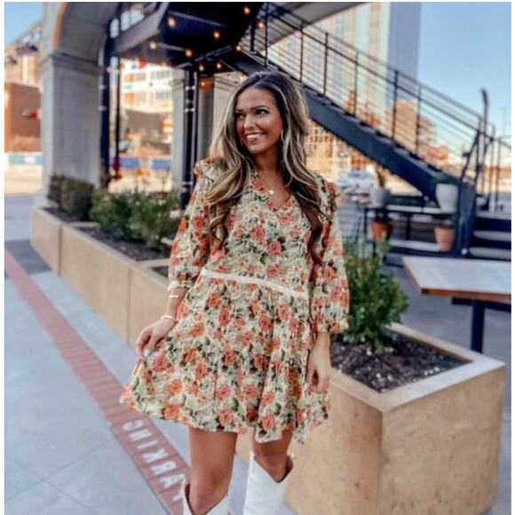 ZARA FLORAL PRINT DRESS MULTICOLORED - Picture 1 of 13